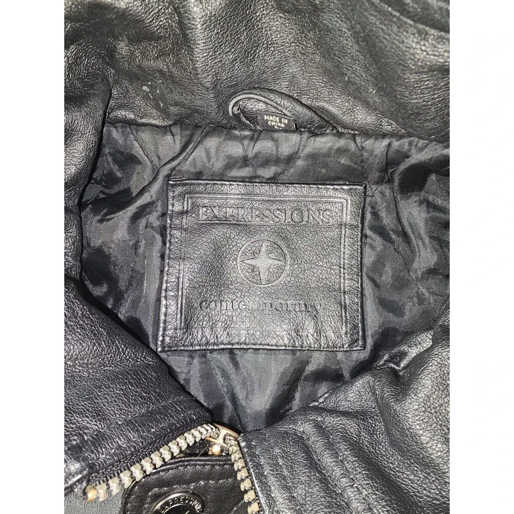 Vintage Expression Contemporary Men’s Leather‎ Jacket SZ L Black Great Condition